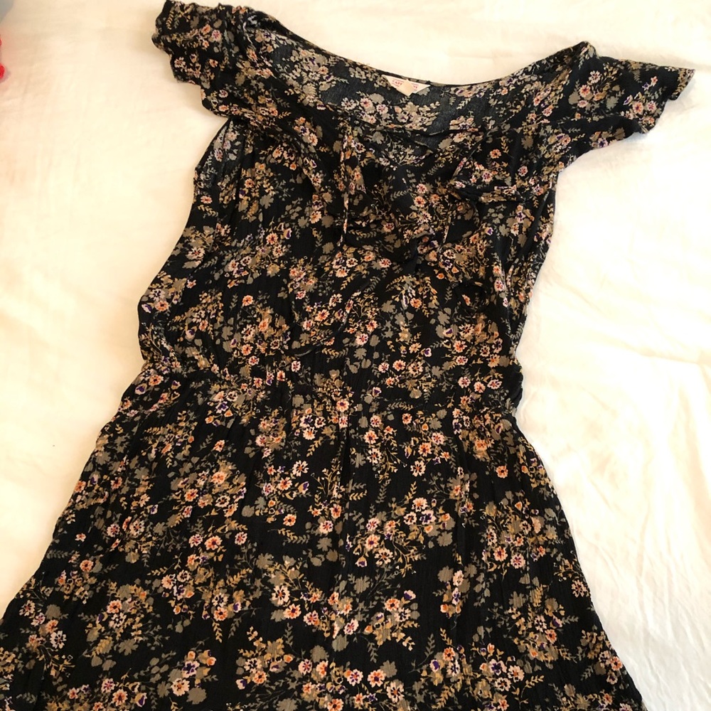 Floral Romper with Ruffle and Tassels